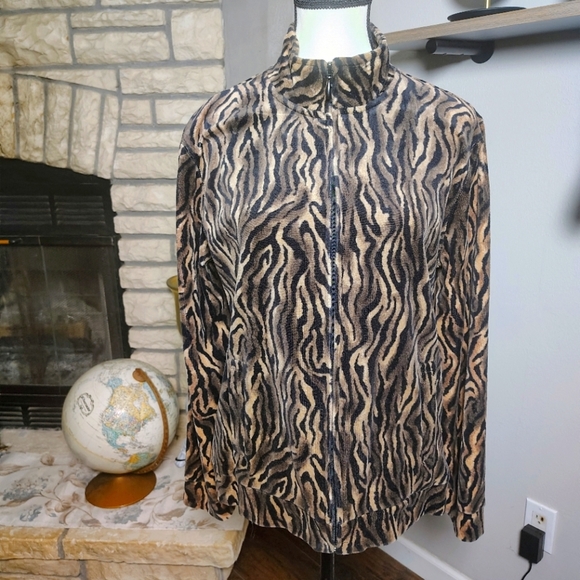 Kim Rogers Tiger Print Zip Up Jacket - Picture 1 of 3